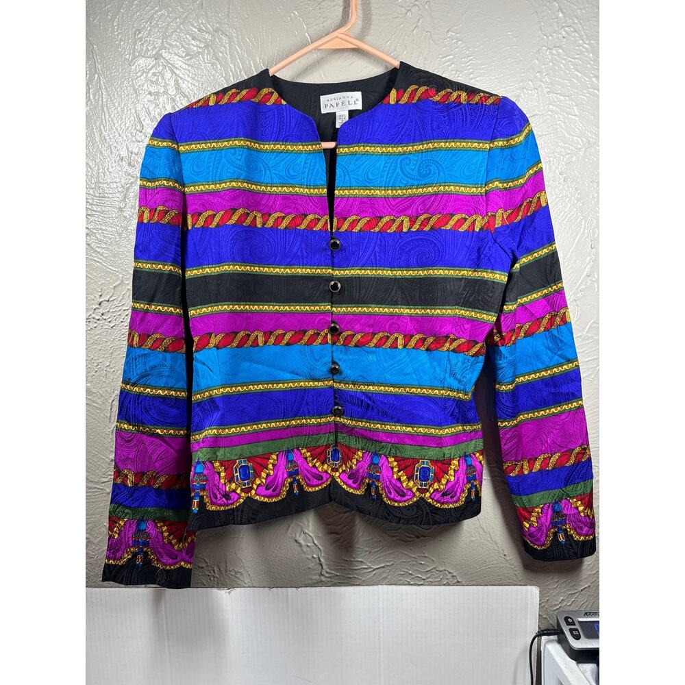 Adrianna Papell Top Dressy Formal Jacket 100% Silk Multicolor Fit Womens Size 8